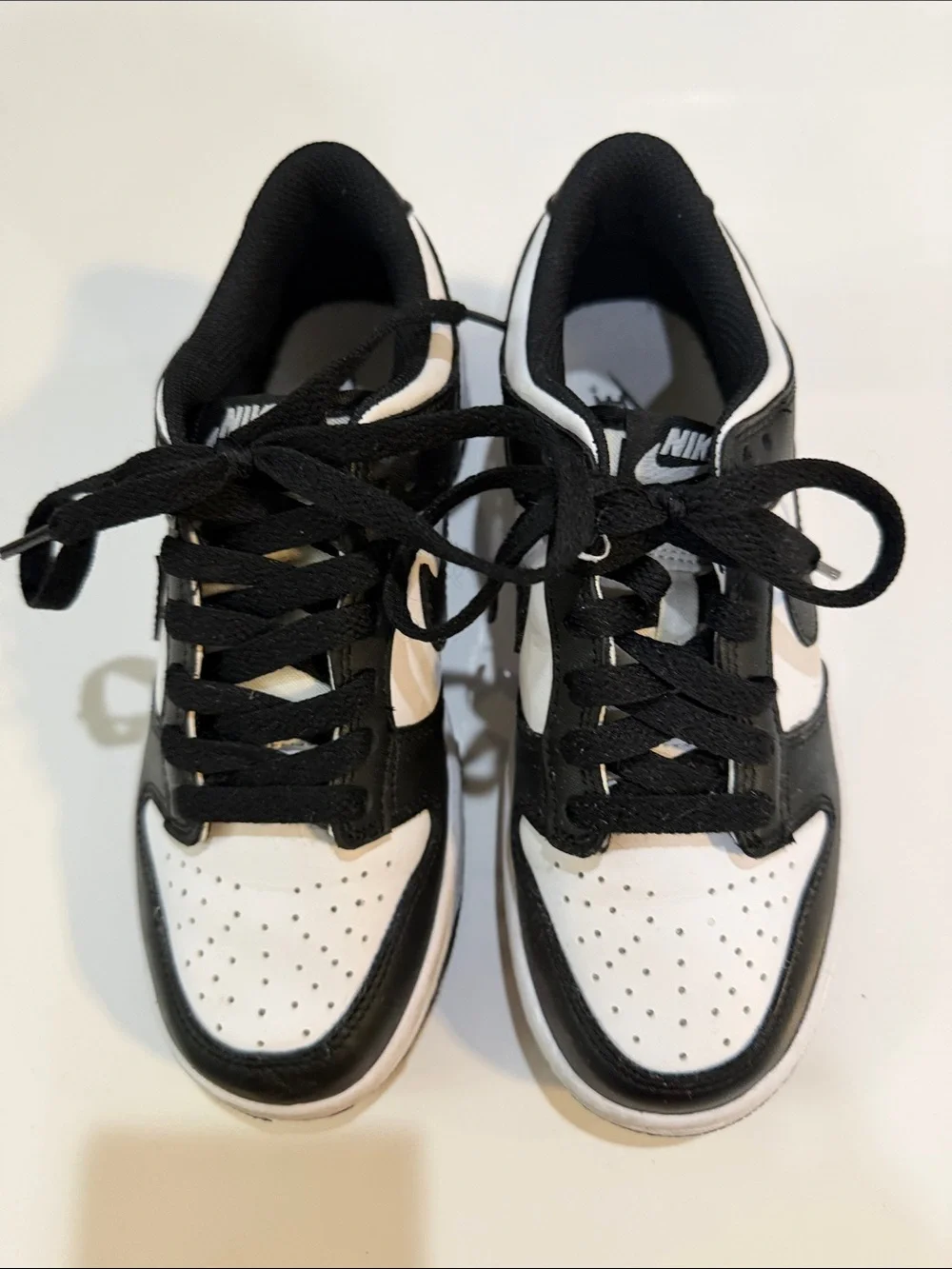 Nike Dunk Low Panda Black White Kids Sneakers Size 5Y Like New